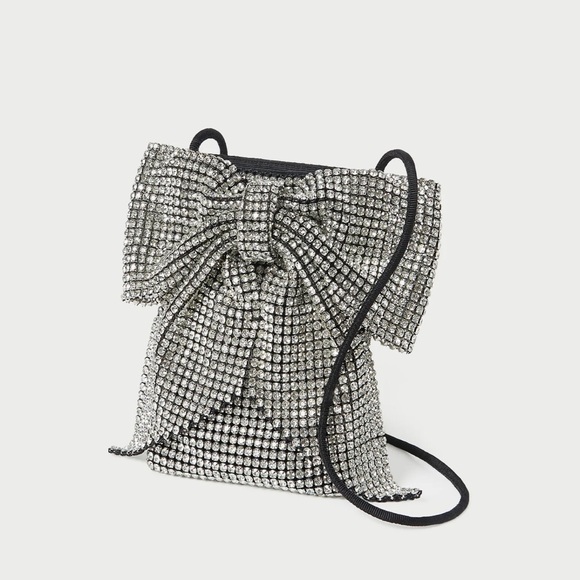 Loeffler Randall Violet Rhinestone Bow Mini Crossbody, Black & Silver - Picture 2 of 11